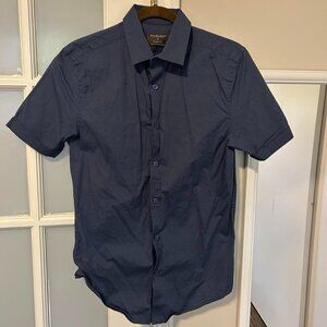 Navy Short Sleeve Button Up Shirt